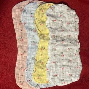 Floral Print Kids Burp Cloths - Set of 4